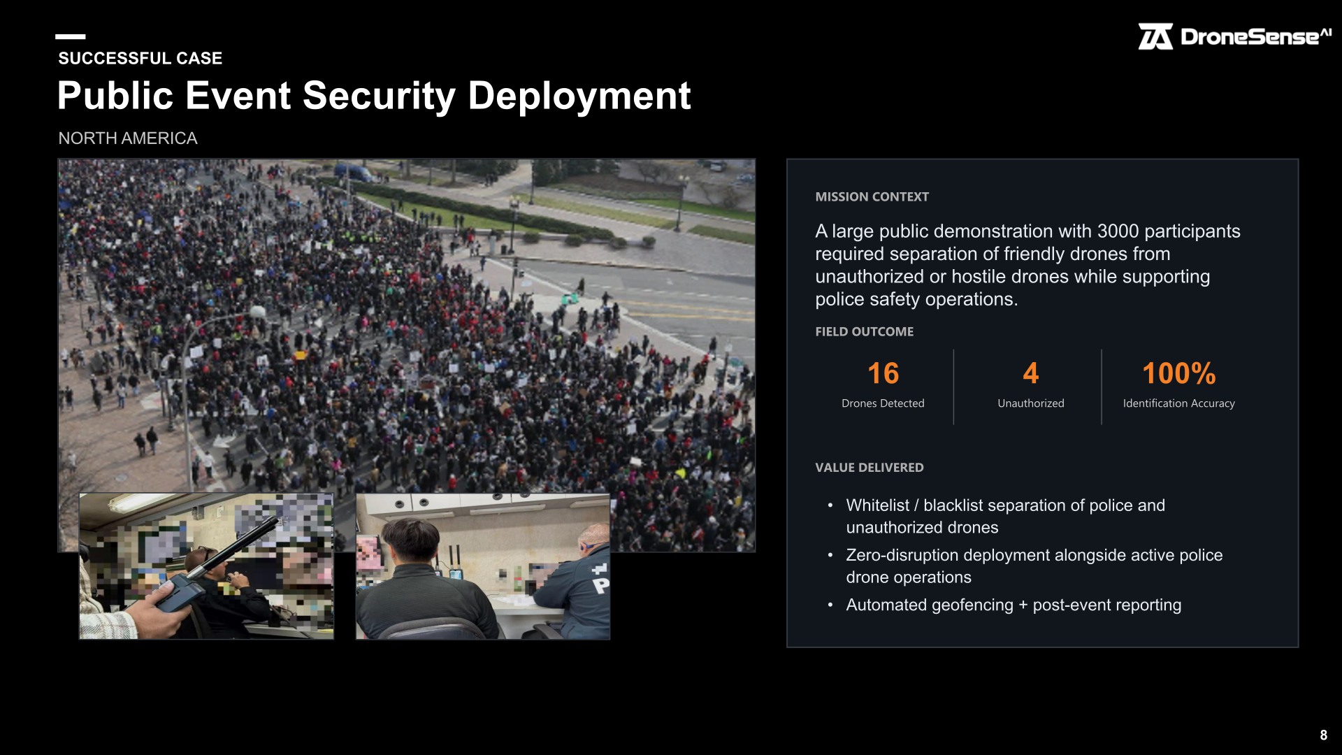 Public event field outcome for stadium and summit airspace security